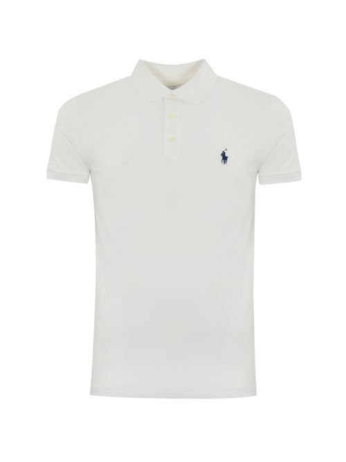 Polo tre bottoni in cotone con logo Bianco POLO RALPH LAUREN | 710941439002